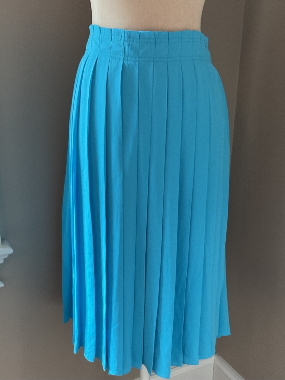 J. Crew Pleated Midi Skirt in Bright Turquoise